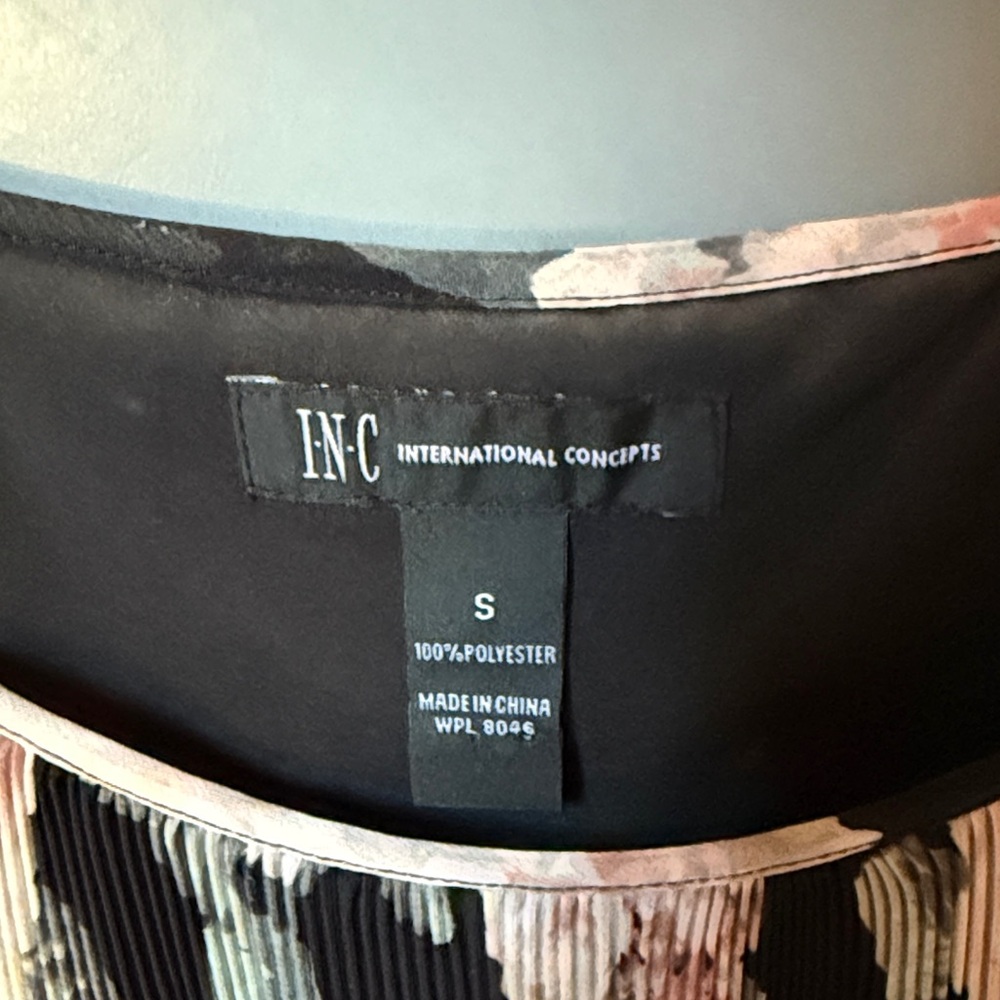 INC International Concepts Black and Pink Pleated Dress